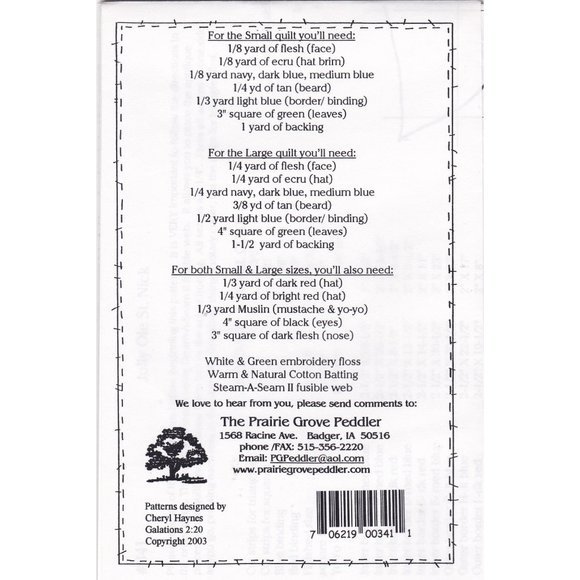 UNUSED Christmas Santa Sewing Patterns Kit, Jolly Ole St Nick by Prairie Grove - Picture 2 of 2